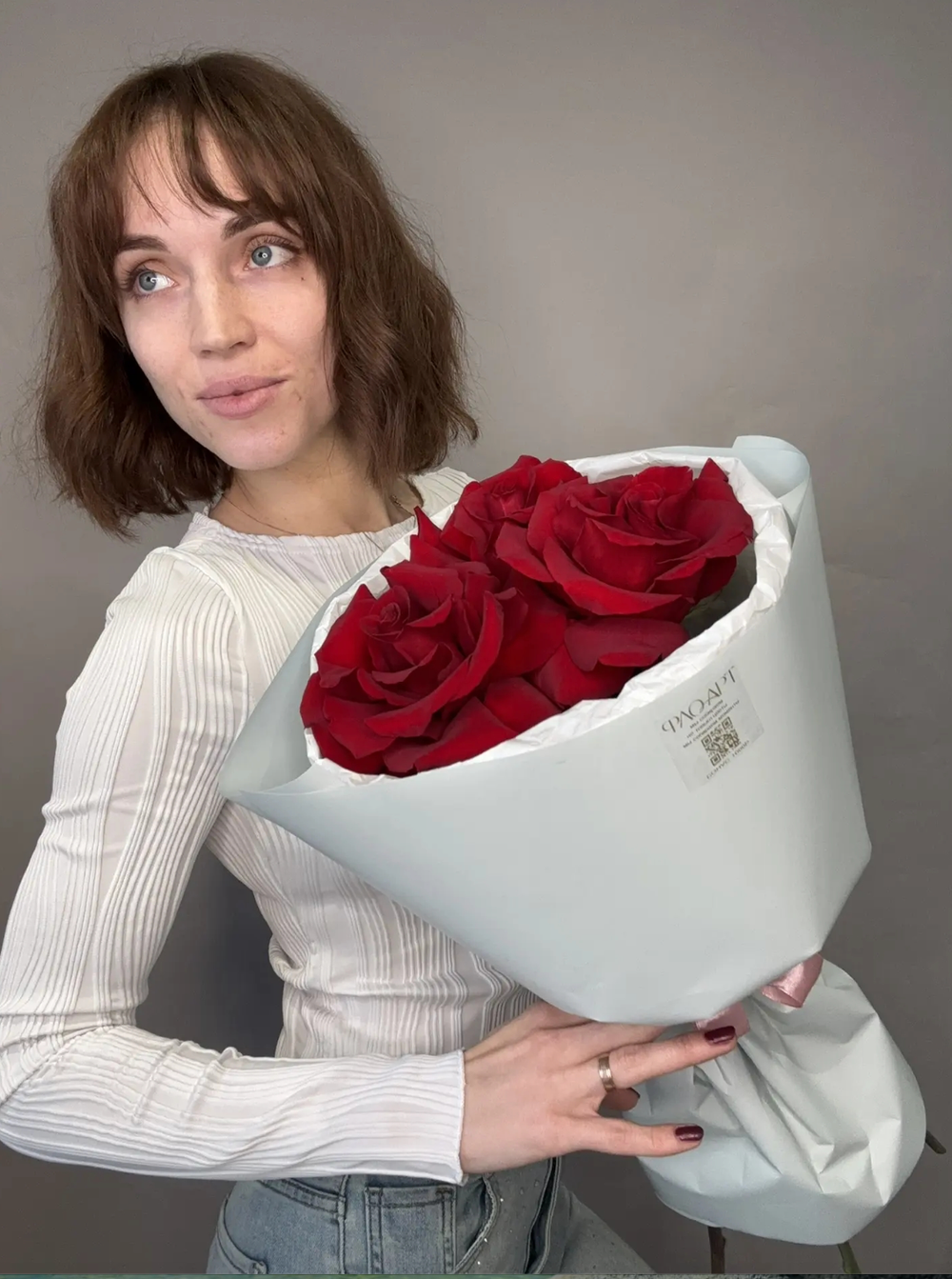 Бордовые французские розы (3шт) 