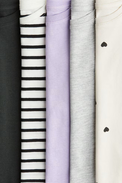 H&M Набор из пяти хлопковых футболок, фиолетовый