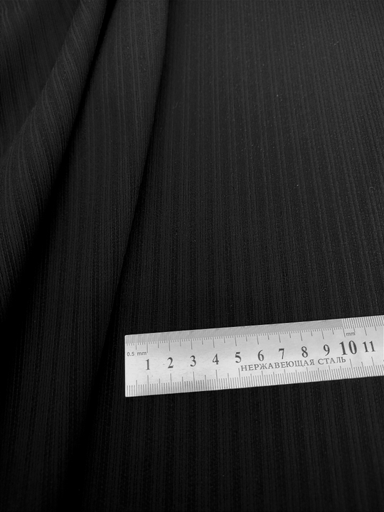 Костюмная жаккард полоска узкая, черный, стрейч FC#3