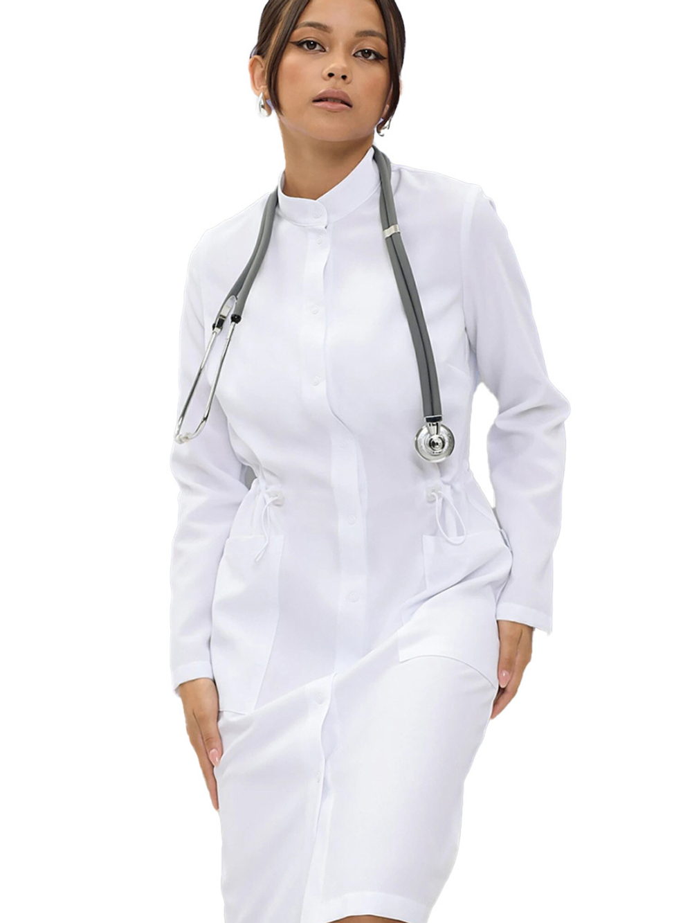 Халат медицинский женский Doctor Big 236 Streich, длинный рукав, белый, 42