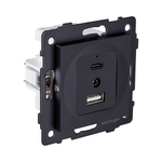 Розетка USB A+C 20W, черный матовый Kollinger REA-037BM для Aspekt, Eleganz, Reflex