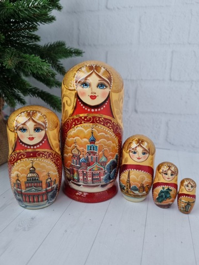 Матрешка Виды города 15см 5мест
