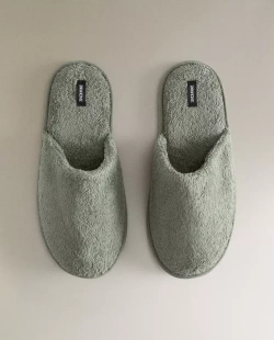 ZARA HOME МАХРОВЫЕ ТАПОЧКИ, ХАКИ