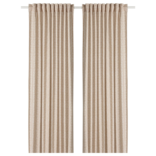 Комплект штор IKEA TRYSTAVMAL (ТРИСТЯВМАЛЬ), Бежевый с рисунком, 145x250 см, 2 шт