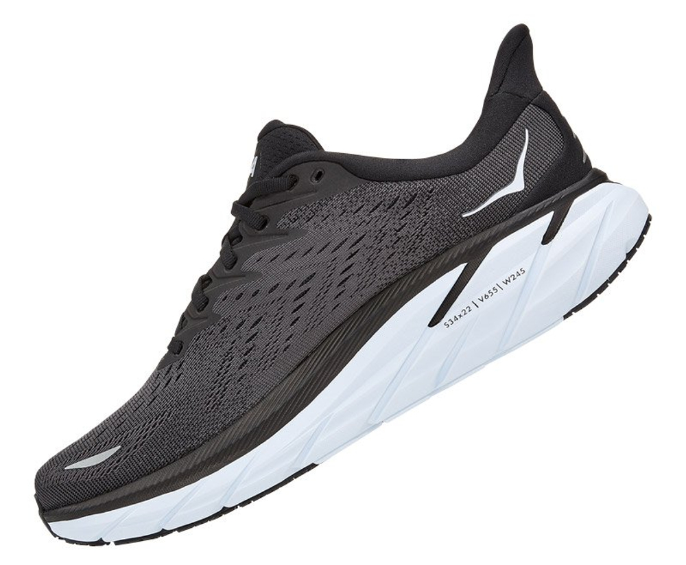 Кроссовки HOKA CLIFTON 8 Black White арт. 1119393BWHT, чёрный, муж.