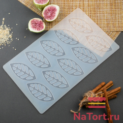 Силиконовый мат для отливки шоколада «Листочки»