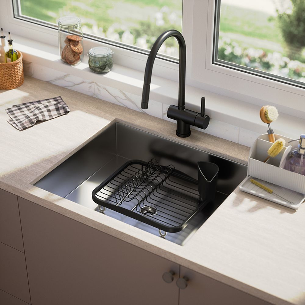 Сушилка для посуды Sinkin, 28х14х35,5 см, черная