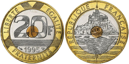 Франция 20 франков, 1992 - 2001 Замок UNC