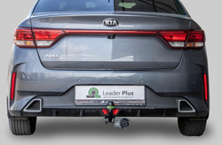 Фаркоп Лидер-плюс для Kia Rio IV рестайл (FB) седан 2020-2022, Solaris KRS 2024- без снятия и выреза бампера. Нагрузки: 1200/75 кг, (без электрики в комплекте) - K135-A