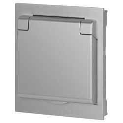 Розетка ЭРА Arktik 16-2103-03 с заземлением 2P+E Schuko со шторками с крышкой 16А-250В алюминий | Эра Arktik
