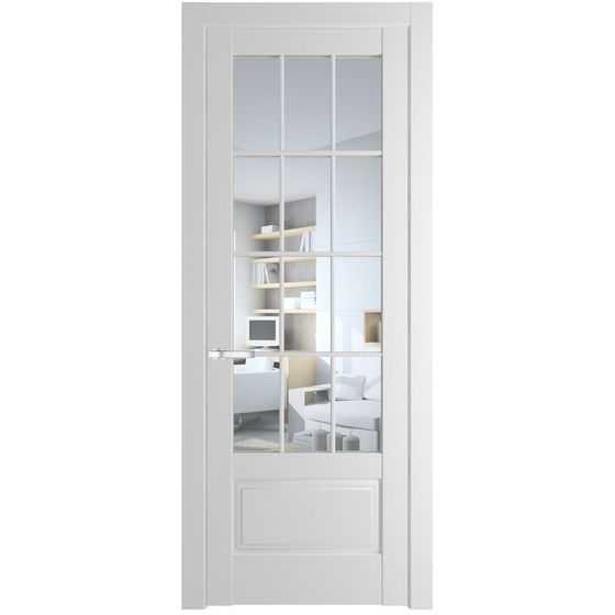 Межкомнатная дверь эмаль Profil Doors 4.2.2 (р.12) PD крем вайт стекло прозрачное