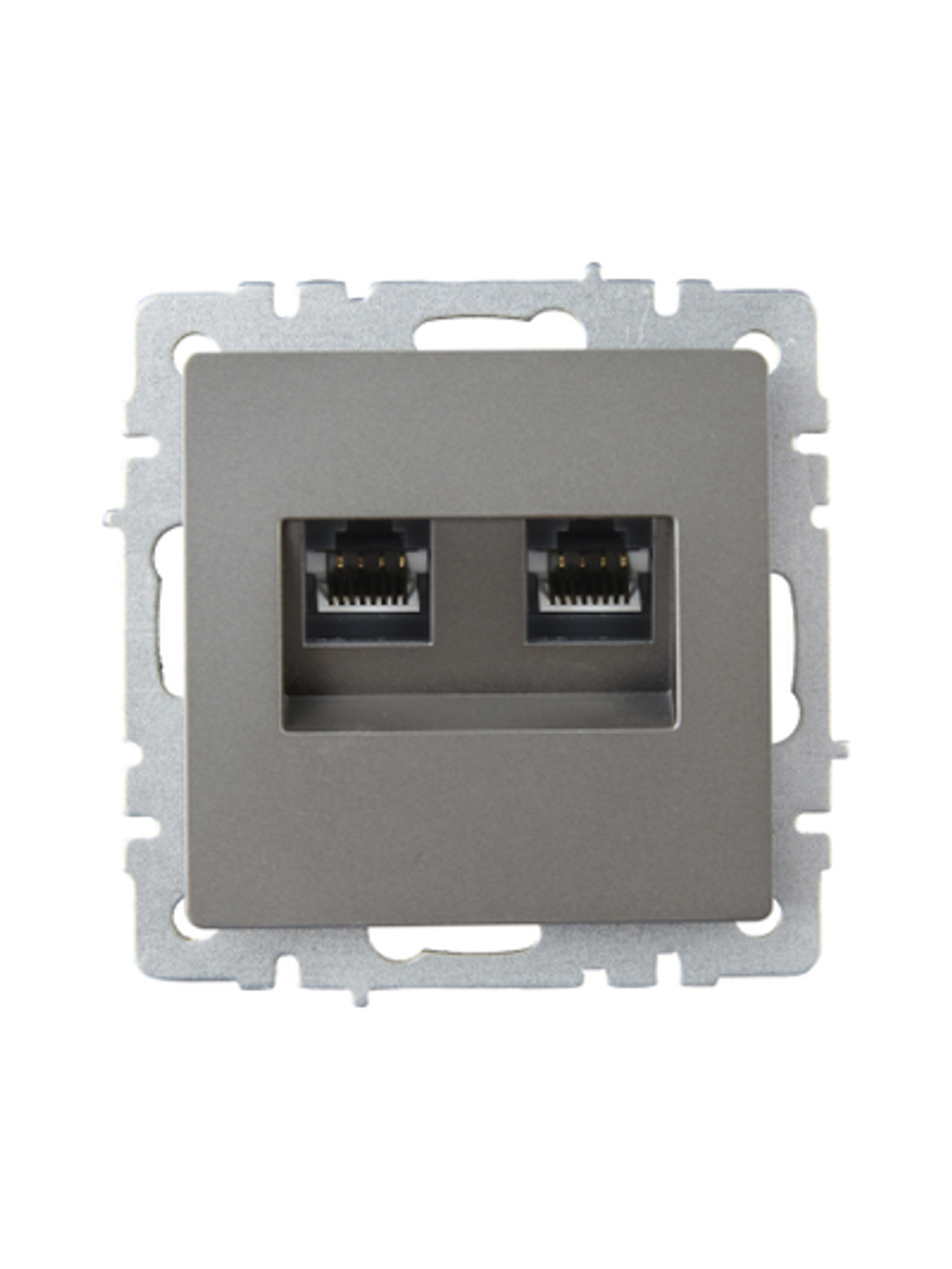 BRITE Розетка компьютерная двойная RJ45 кат.6 РК11-2-БрС сталь IEK