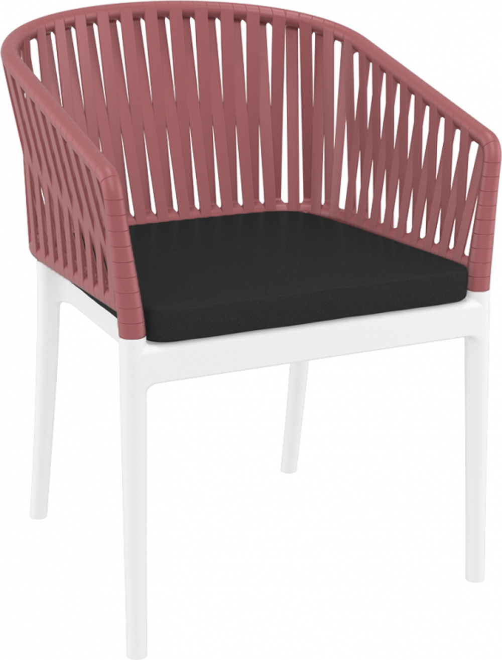 Кресло пластиковое с подушками Siesta Contract Portofino, белый, марсала, черный