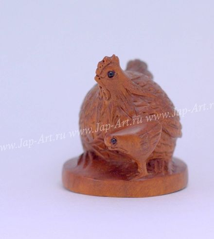 Нэцкэ Курица и цыпленок