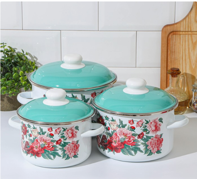 Набор эмалированных кастрюль «Армель», 3 предмета: 2 л, 3 л, 4 л, индукция, цвет белый