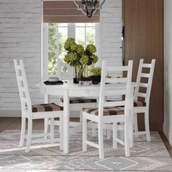 Стол обеденный круглый Кантри (белый лак), 126-171х74х126 см