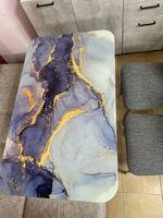 Стол стеклянный с фотопечатью (подстолье прямое нераздвижное белое )