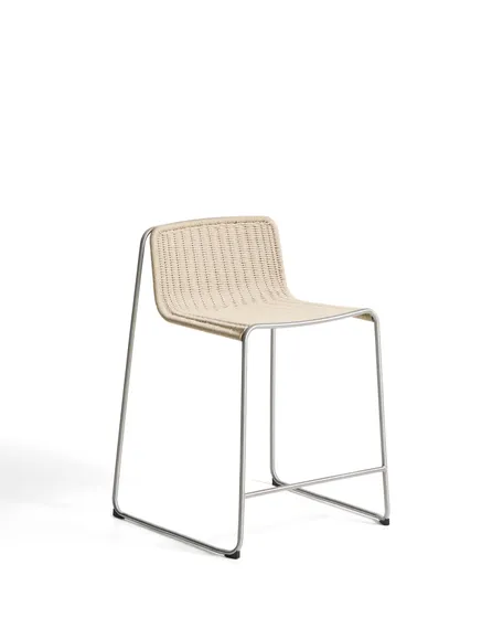 Уличный полубарный стул Tavari из бежевой веревки и стали