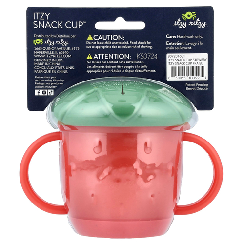 itzy ritzy, Itzy Snack Cup ™, для детей от 12 месяцев, со вкусом клубники, 1 стакан