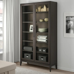 Шкаф со стеклянными дверцами  - REGISSÖR IKEA/ РЕЖИССЕР/РЕЖИСЁР ИКЕА, 118x203х38 см, черный/прозрачный