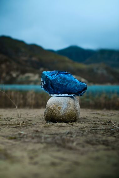 Ирен (синяя) Ваза стеклянная 32х14х17см