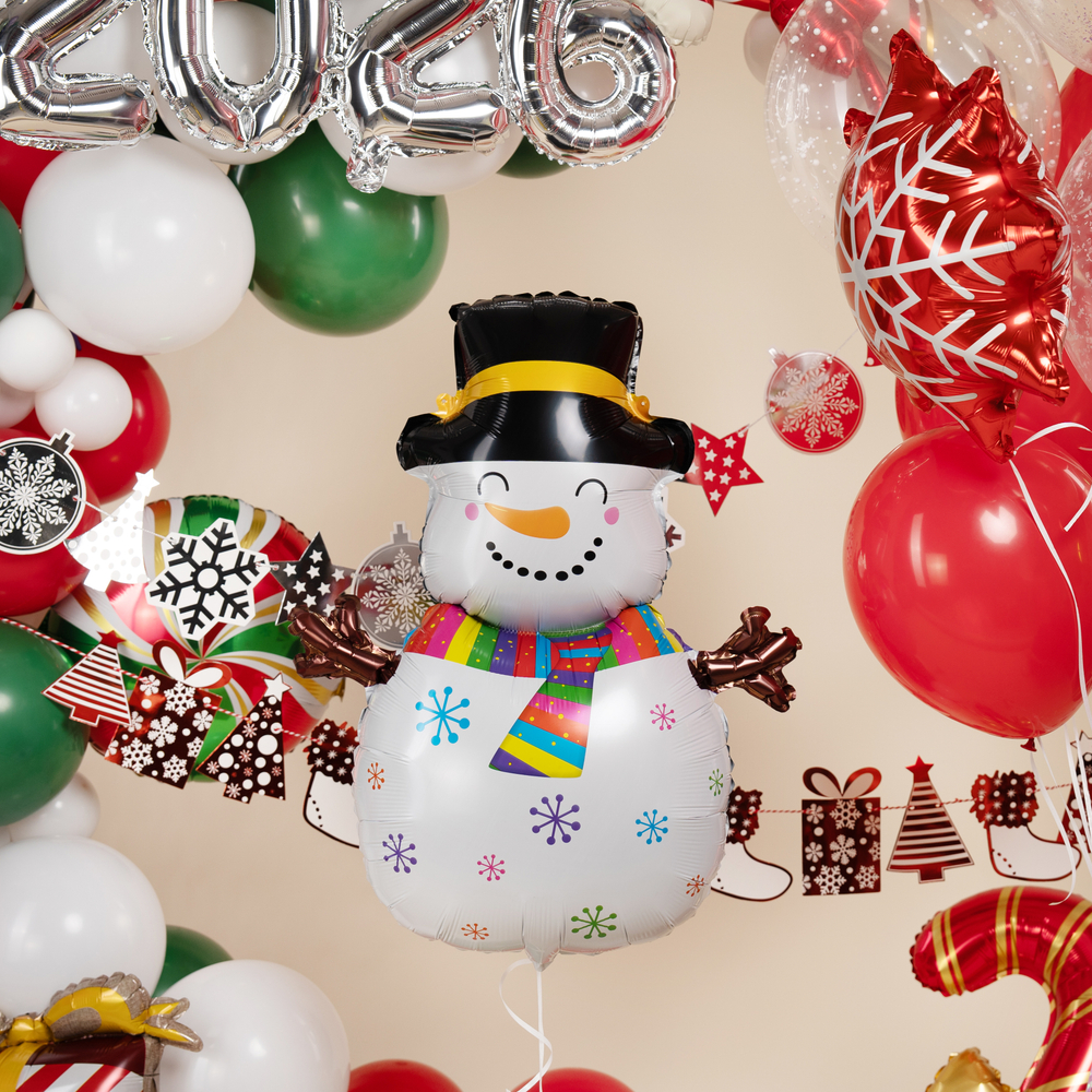 Фигура 34"/86см Снеговик в ярком шарфе, 1 шт. в уп Fl