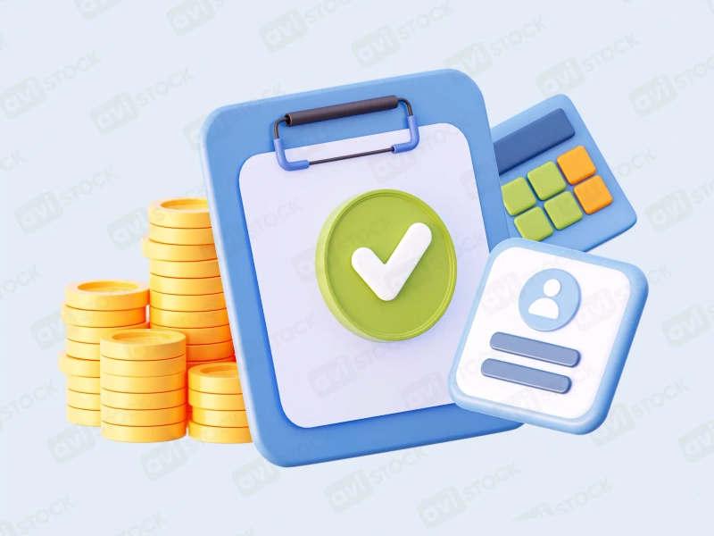 Современная 3D иллюстрация финансов и бухгалтерии с монетами и калькулятором