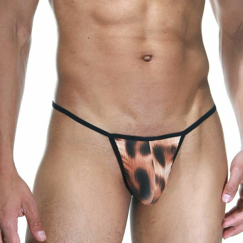 Мужские трусы G- стринги леопардовые с черной окантовкой Cosmos Colors TR01_BB