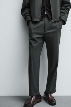 ZARA БРЮКИ-ДЖОГГЕРЫ КЛАССИЧЕСКОГО КРОЯ, ТЕМНЫЙ ХАКИ