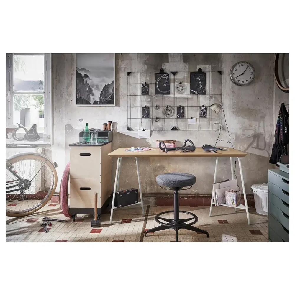 Письменный стол - IKEA ANFALLARE/TILLSLAG, 140х65 см, бамбук/белый, АНФАЛЛАРЕ/ТИЛЛЬСЛАГ ИКЕА