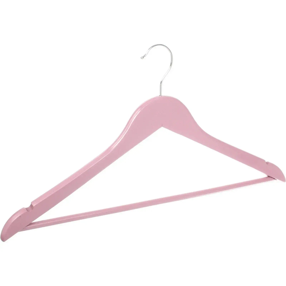 Плечики деревянные с выемками 3шт «ИДЕЯДОМА», цвет пудровый, 40*21см (Селфи)