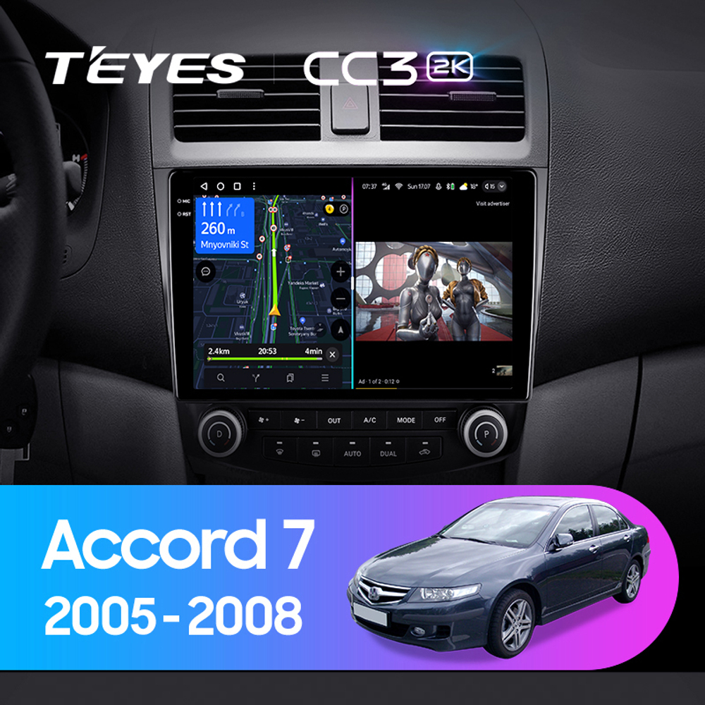 Teyes CC3 2K 10,2"для Honda Accord 7 2005-2008