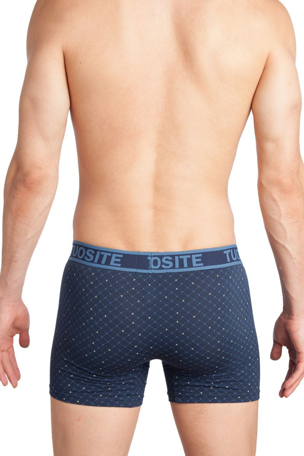 Удлиненные трусы-боксеры с принтом-решеткой (Размер: XXL) (Цвет: черный)