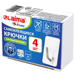 Крючки самоклеящиеся универсальные 2 5x4 5 см комплект 4 шт. сталь серебристые LAIMA HOME (3 штуки в упаковке)
