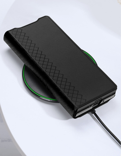 Чехол синего цвета для Samsung Galaxy Fold 7, премиальная искусственная кожа, поддержка беспроводной зарядки, Dux Ducis серия Bril Series Case (Magnetic Version)