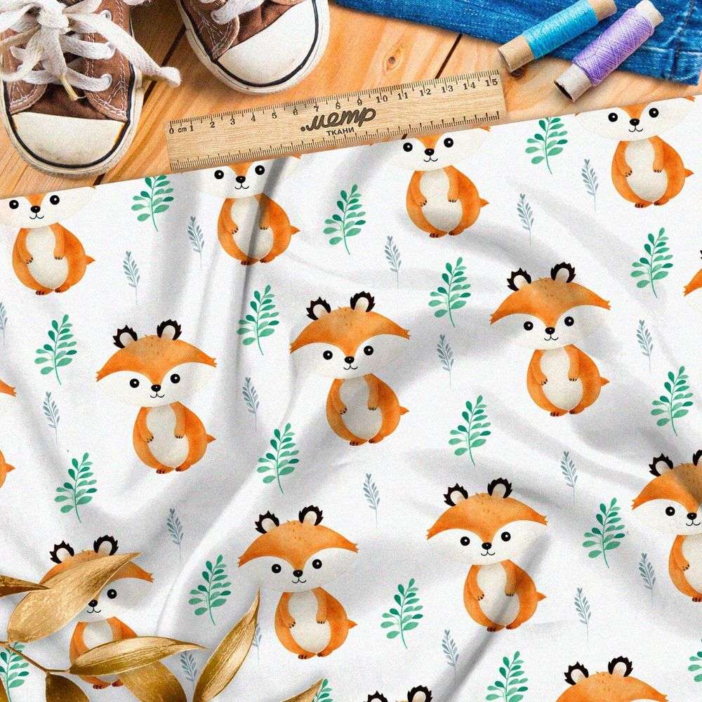 Ткань премиум таффета лесные зверьки