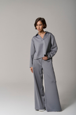 Брюки трикотажные wide leg серые