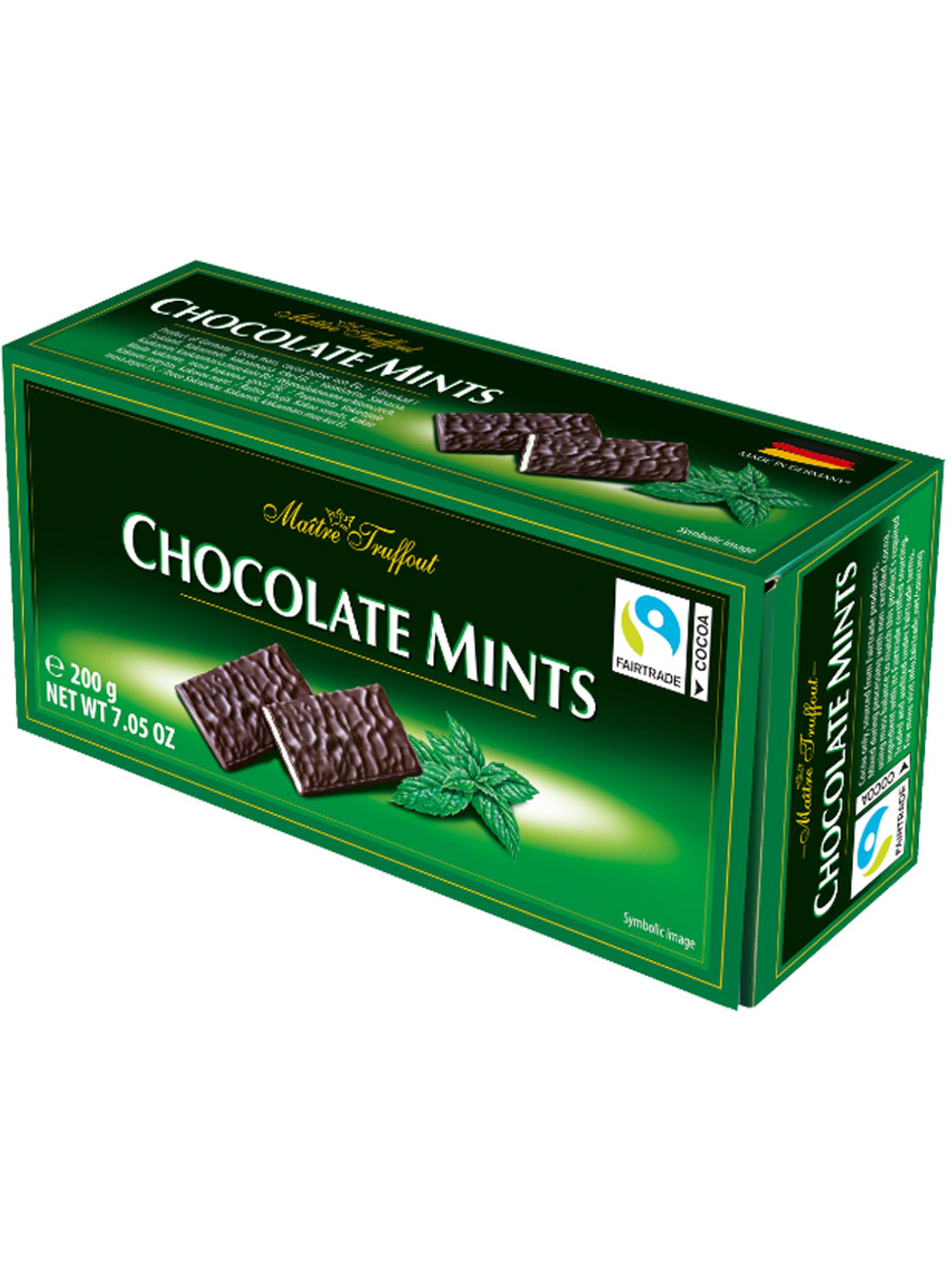 Темный шоколад Maitre Truffout с мятой, 200 г, в пластинках, в качестве подарка