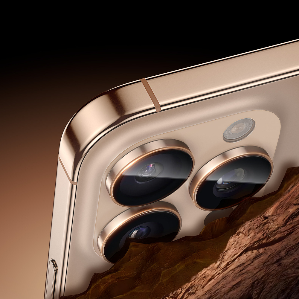 Защитное стекло на камеры с серыми (Natural Titanium) рамками из алюминия для iPhone 16 Pro и 16 Pro Max, серия HAWK Series Camera Lens Protector