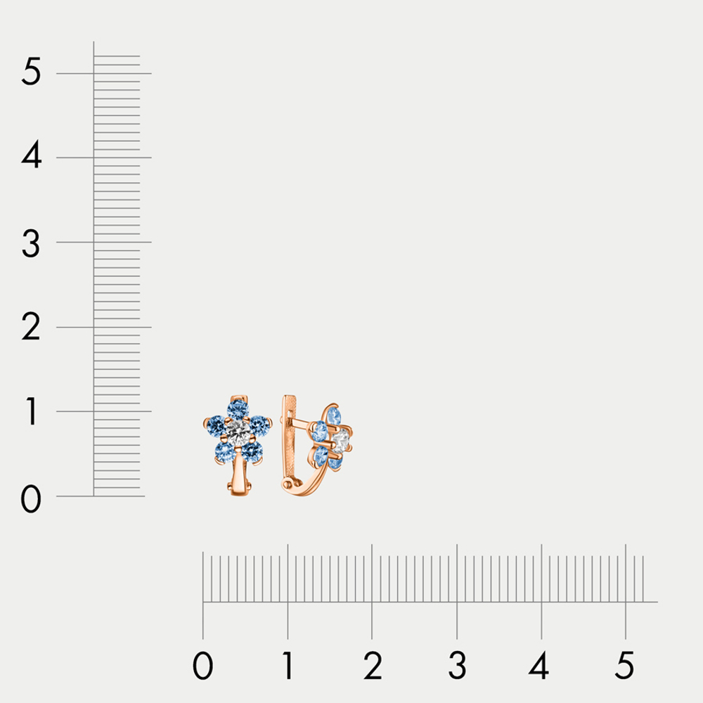 Серьги детские с фианитами из розового золота 585 пробы (арт. 73074)