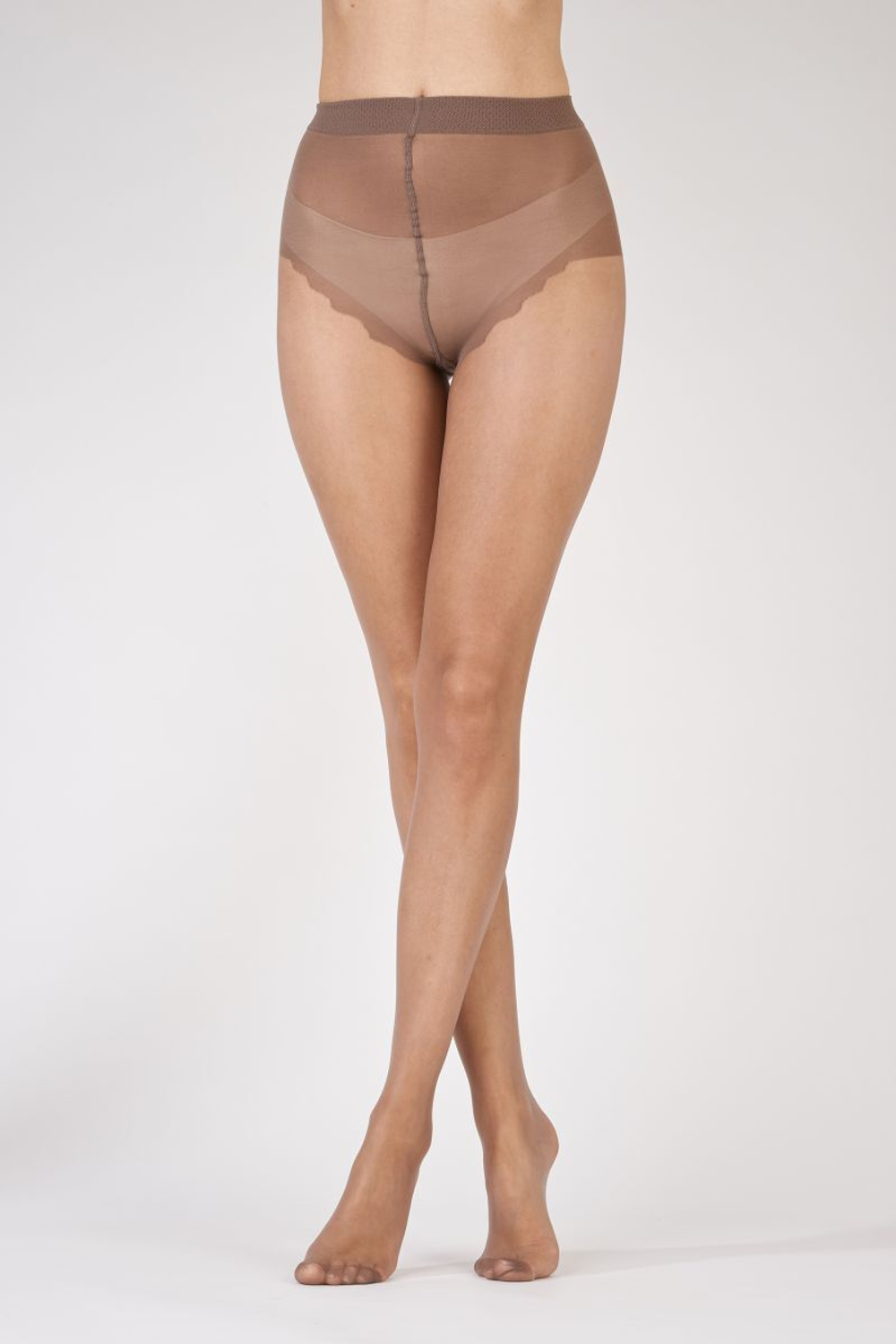 Нейлоновые блестящие колготки (Размер: M) (Цвет: коричневый)