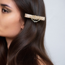 Бант "Стрекоза" бежевый с прозрачным декором