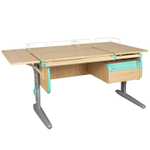 Растущая парта с навесной тумбой, задними и боковой полками Дэми СУТ 25-05-Б1 (1500×880 мм)