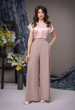 Блуза шелковая со спущенным рукавом жемчужно-розовая 01-02-22 SS