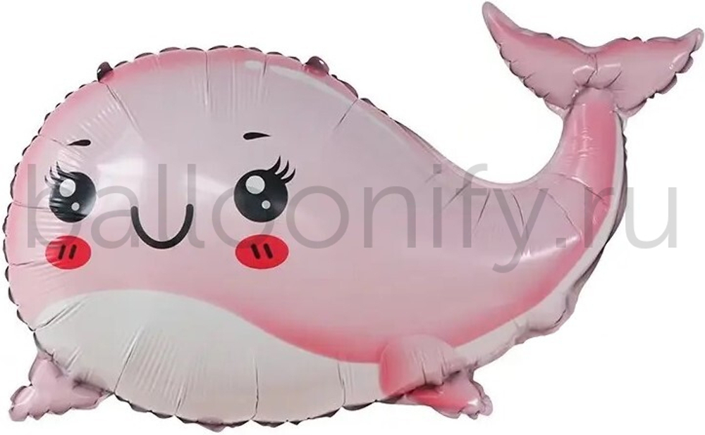 Шар (29''/74 см) Фигура, Маленький кит, Розовый, 1 шт.