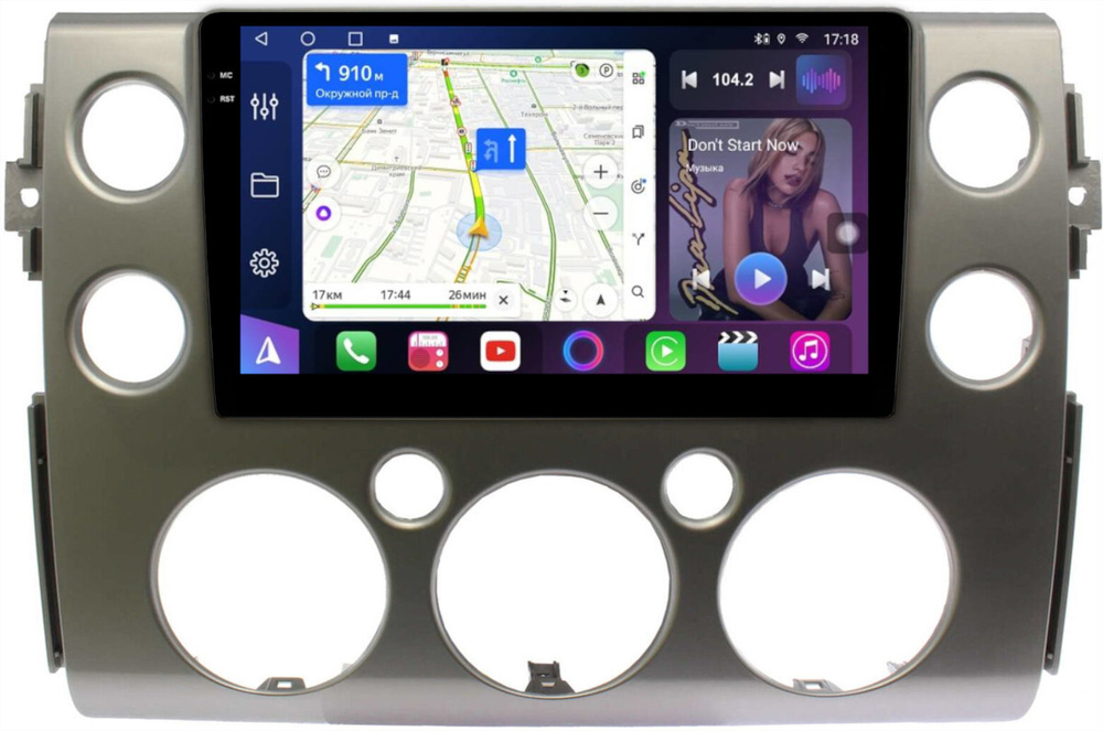 Магнитола для Toyota FJ Cruiser 2005-2022 (рамка серая) - FarCar 9543S монитор 9.5" QLED на Android 14, TS18, CarPlay, 4G SIM-слот