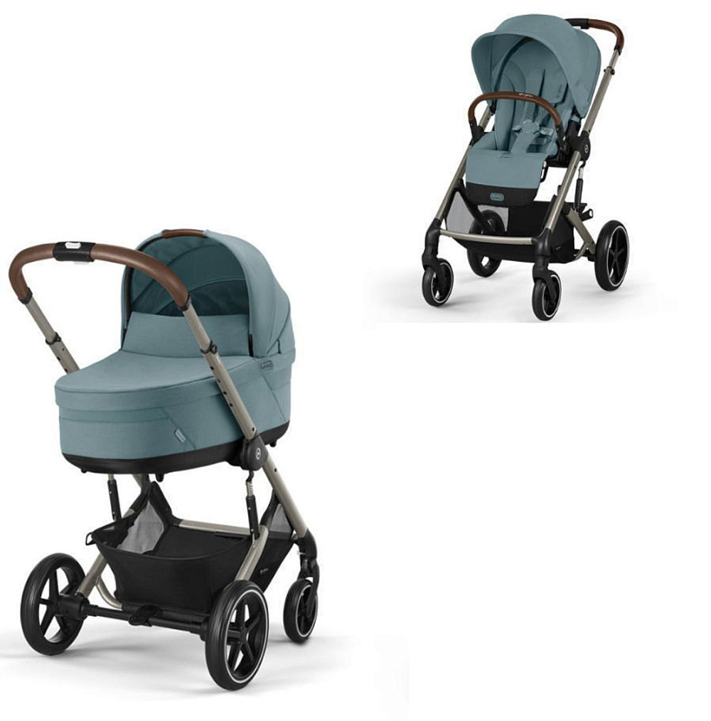 Коляска Cybex Balios S Lux TPE 2025 Cloud G i-Size Lava Grey 3 в 1 Stormy Blue с дождевиками