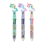 Ручка шариковая, автоматическая, 6в1, Basir, 6-ти цветная, серия "Единорог", с резиновой фигуркой и фонариком, 36 шт