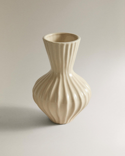 Zara Home Ваза из керамики, цвет кремовый, 16 см