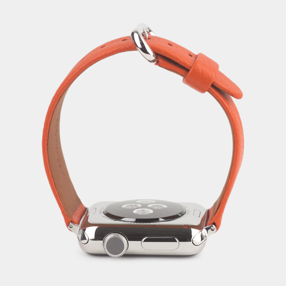Ремешок для Apple Watch 44/45/46 mm из кожи теленка, оранжевого цвета